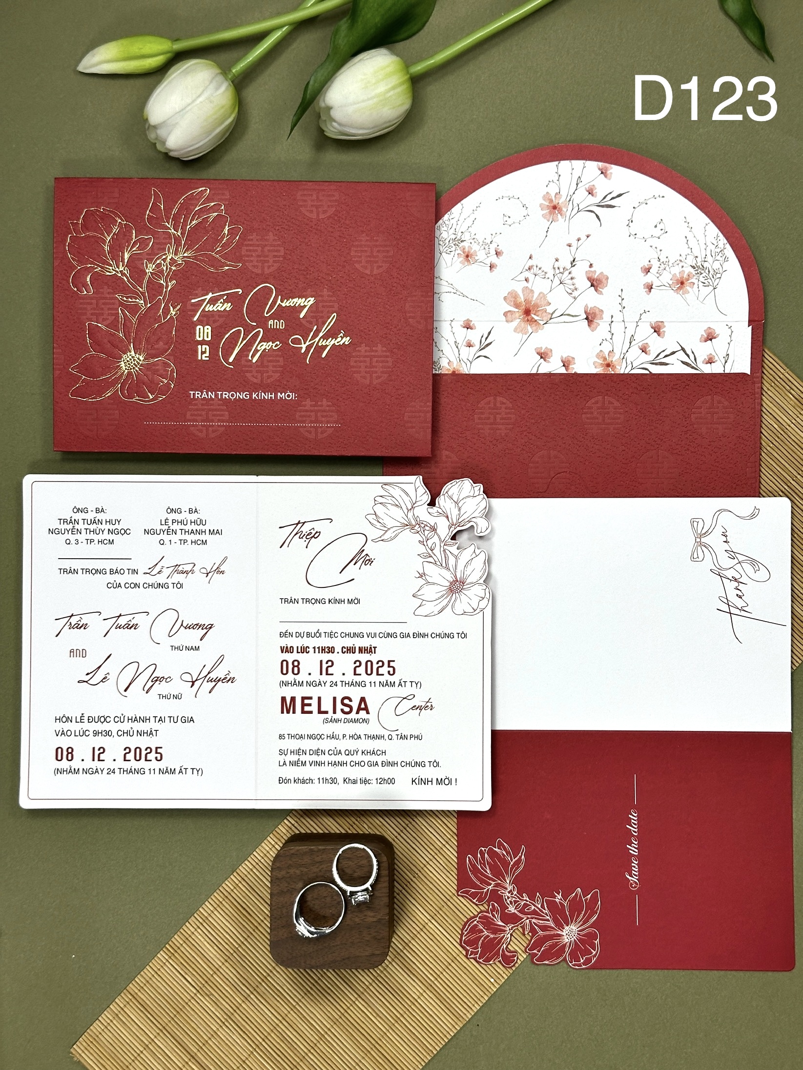 (D123) Thiệp Cưới Ép Kim Cao Cấp