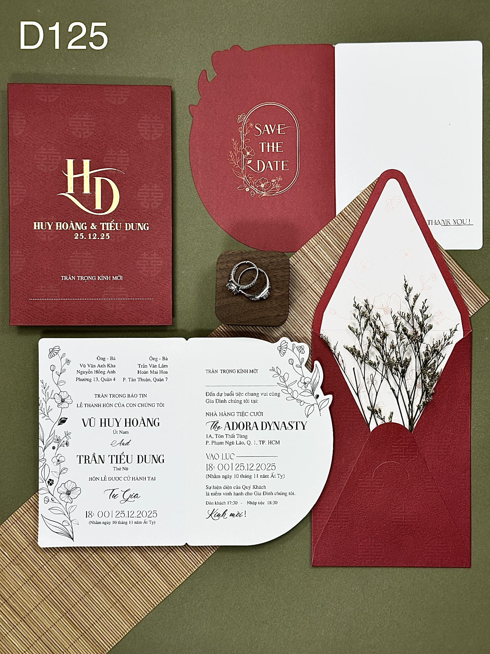 (D125) Thiệp Cưới Ép Kim Cao Cấp