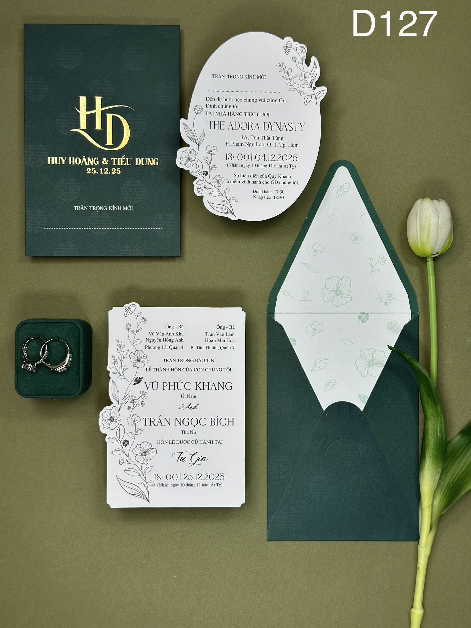 (D127-RUỘT RỜI) Thiệp Cưới Ép Kim Cao Cấp