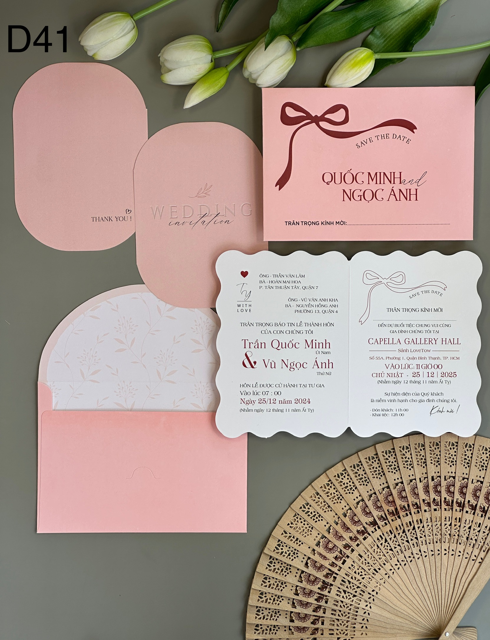 ( D41) Thiệp Cưới Hiện Đại Giấy Ford