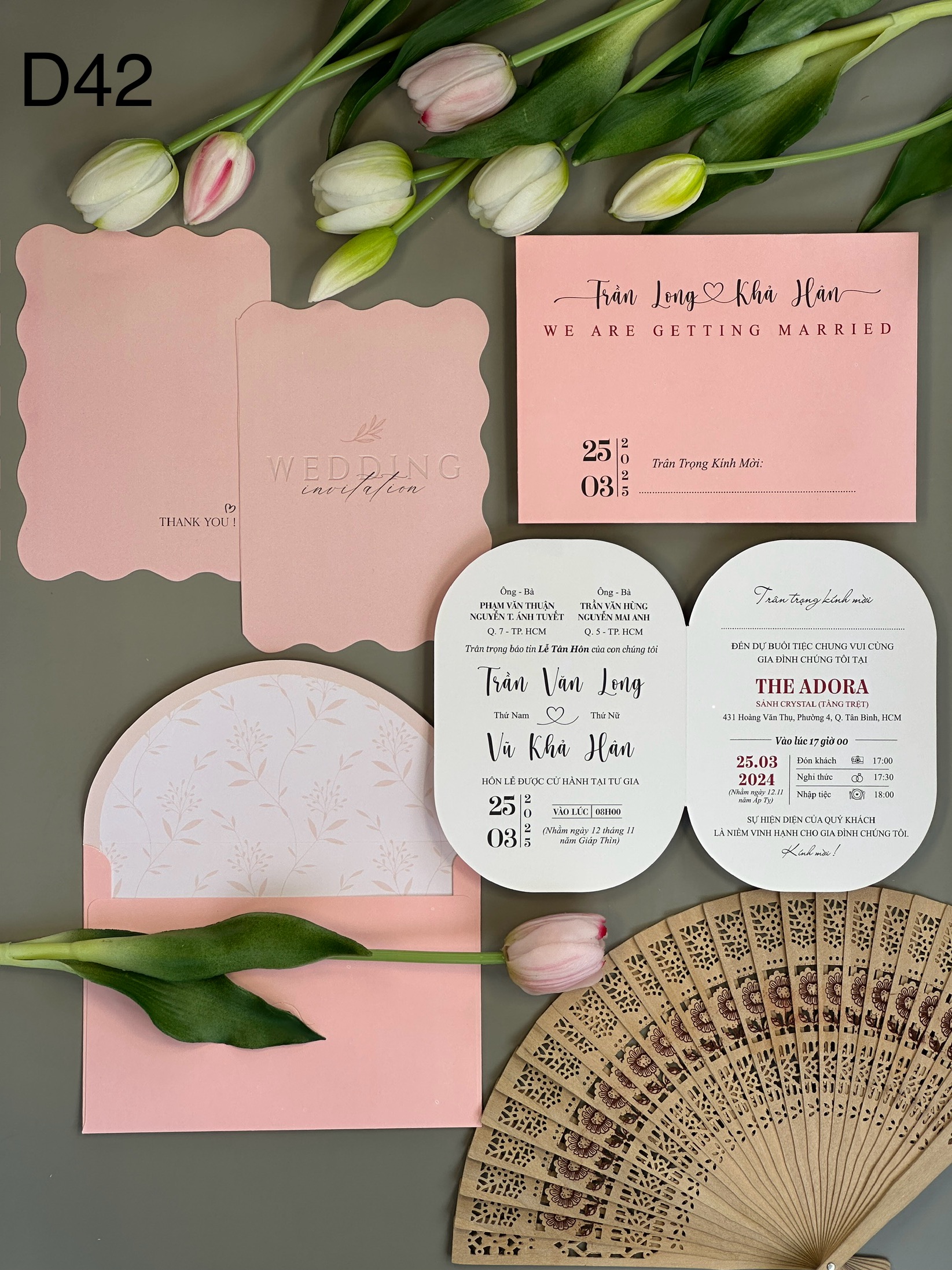 ( D42) Thiệp Cưới Hiện Đại Giấy Ford