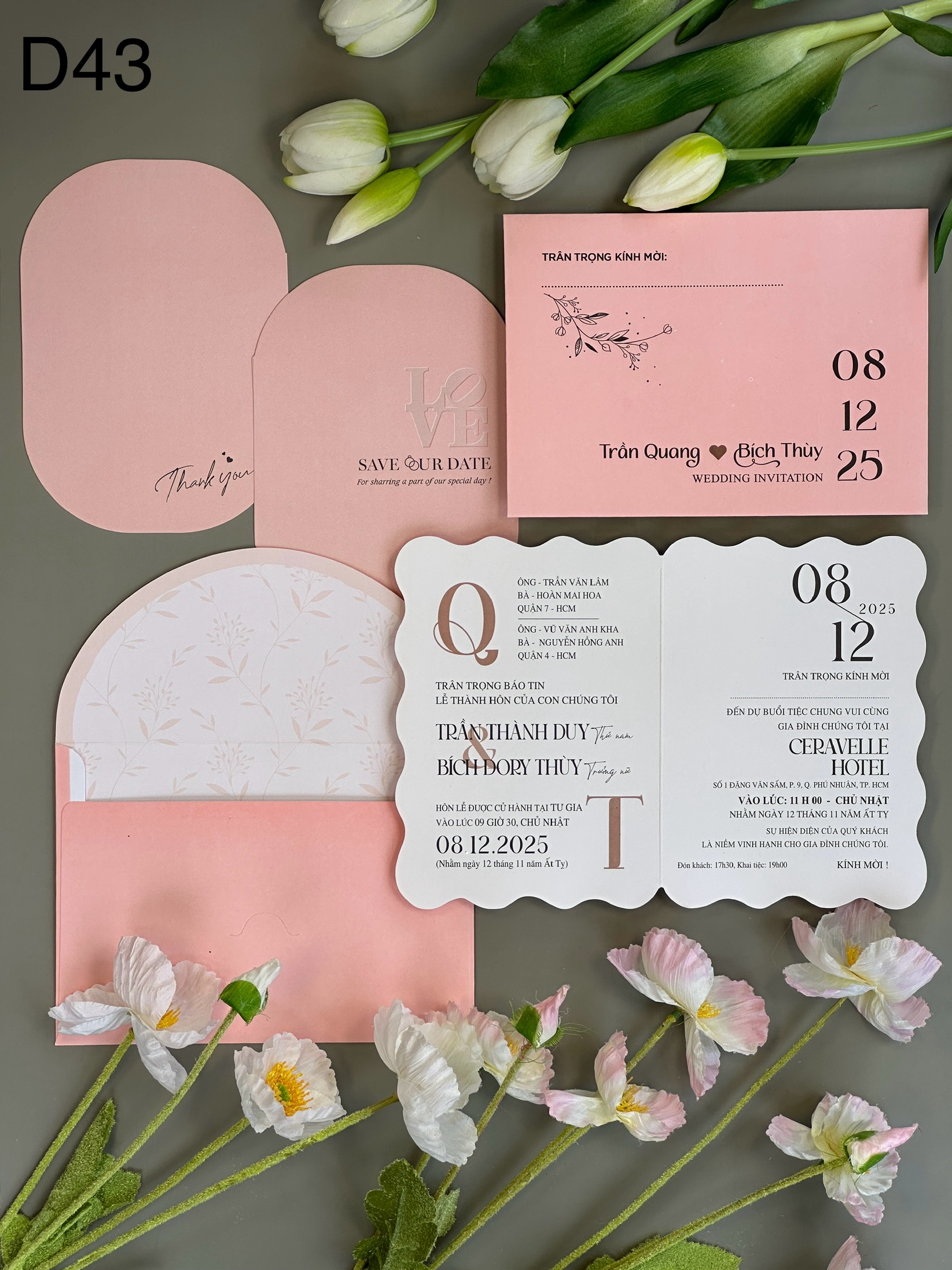 ( D43) Thiệp Cưới Hiện Đại Giấy Ford