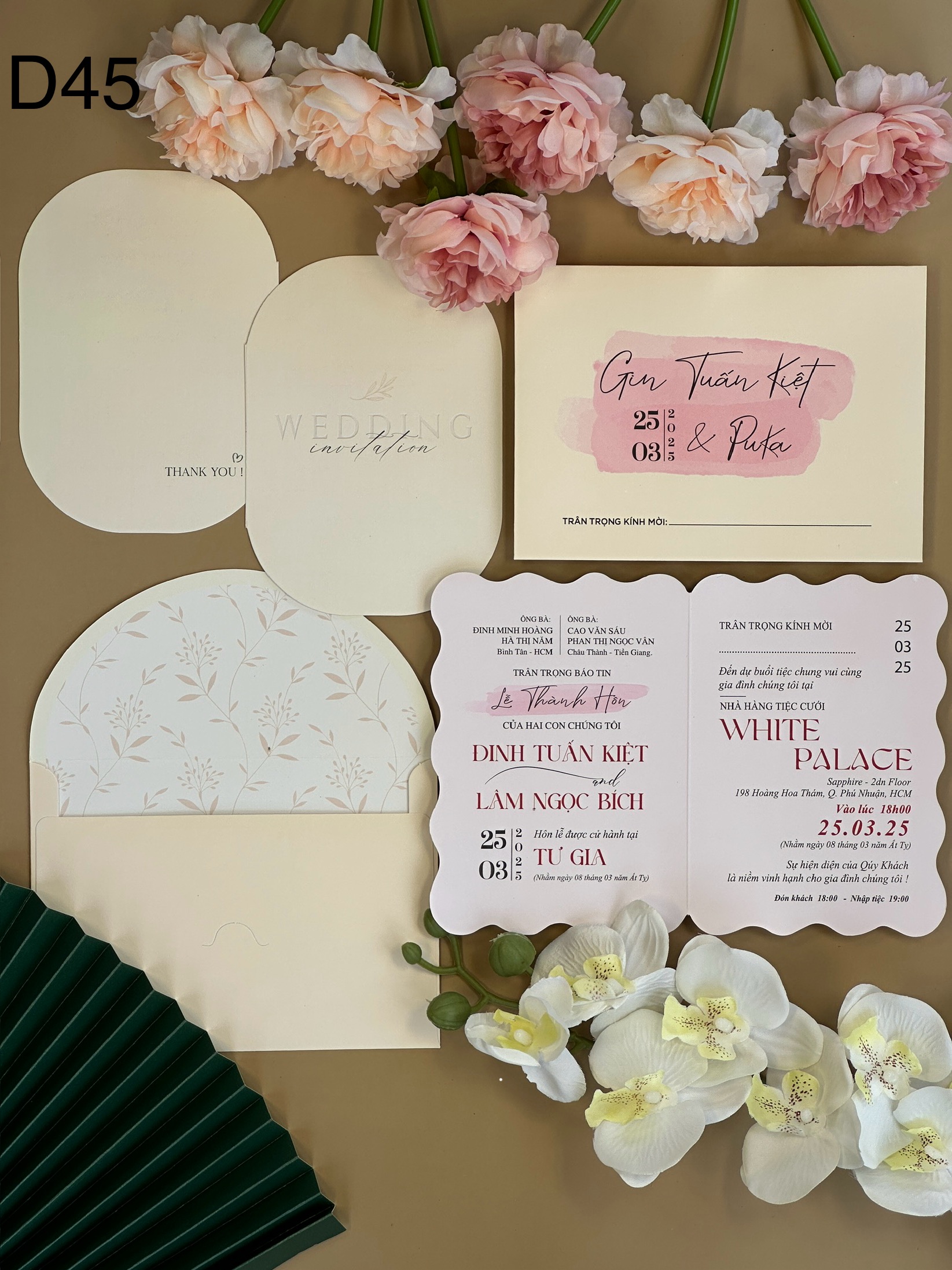 ( D45) Thiệp Cưới Hiện Đại Giấy Ford