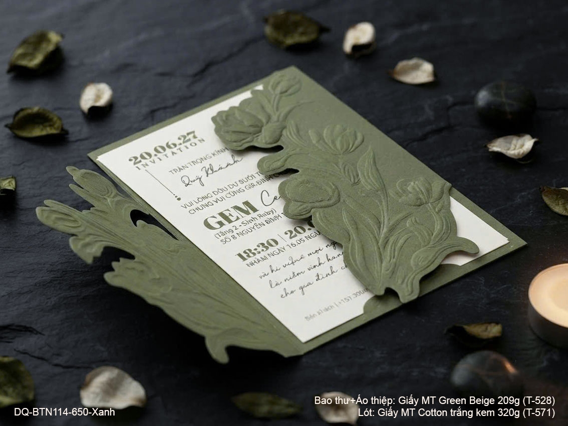(DQBTN14650Xanh) Thiệp Cưới Cao Cấp 2026