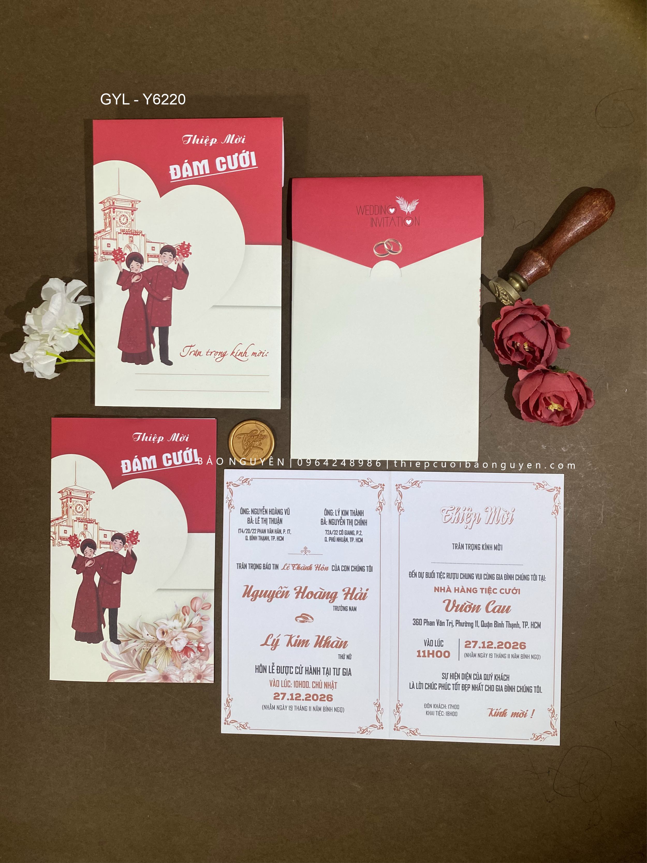 (GYL - Y6220) Thiệp cưới giá rẻ