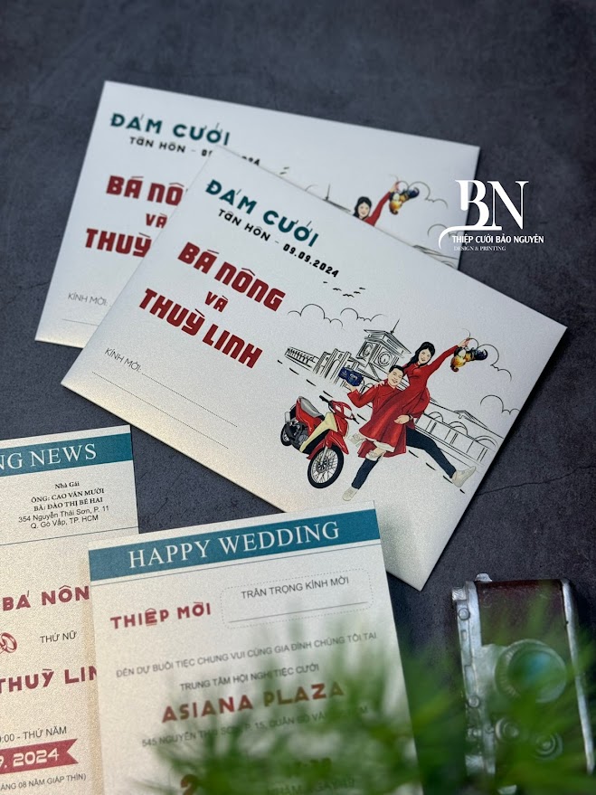 (BN-AK017) Thiệp Cưới Ánh Kim BN