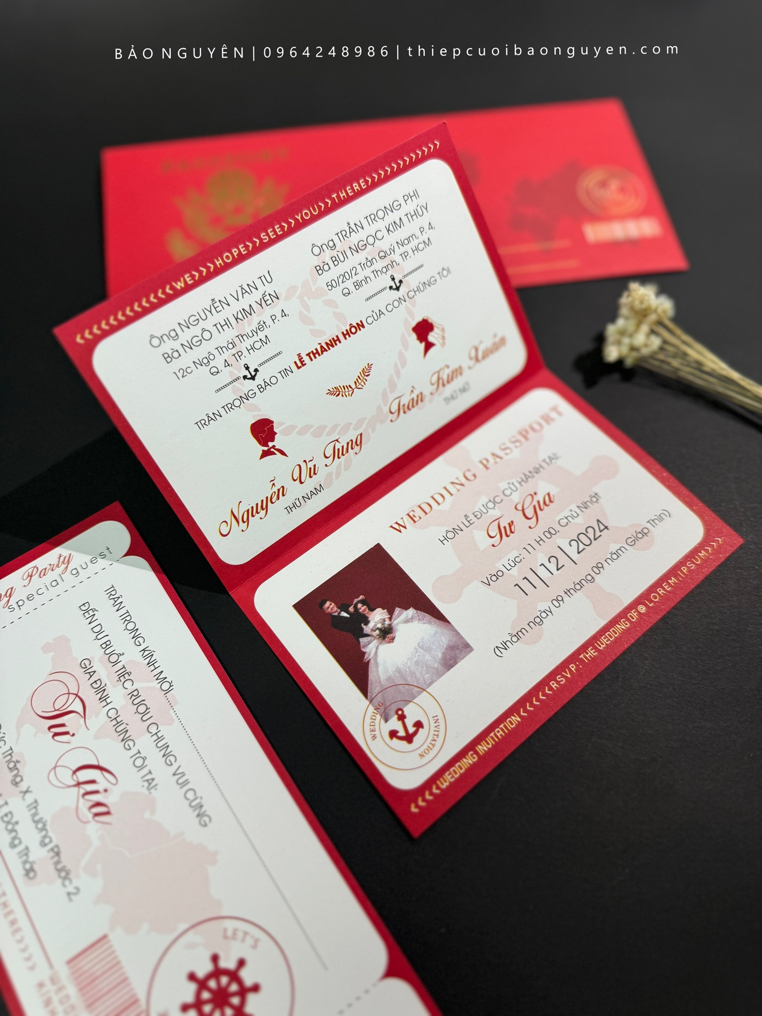 (PQ-461) Thiệp Cưới Passport in offset hiện đại