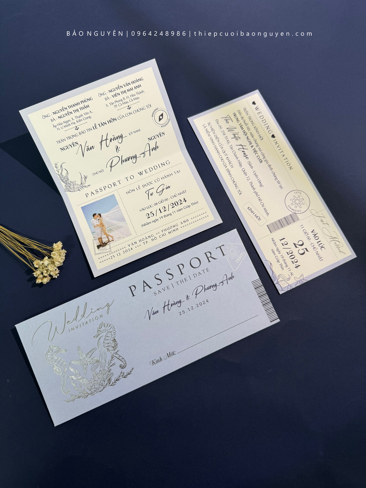 (PQ-467) Thiệp Cưới Passport in offset hiện đại