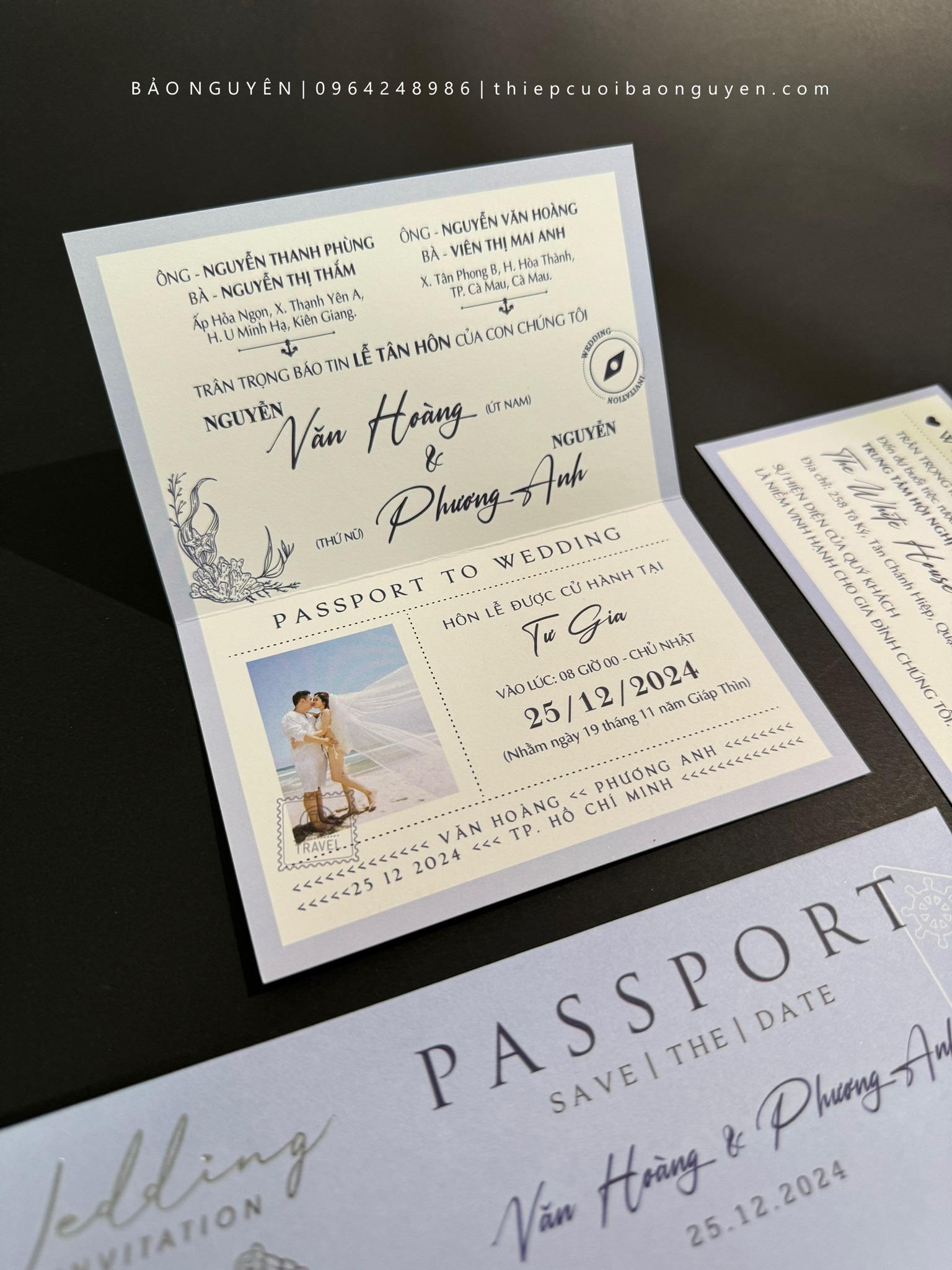 (PQ-467) Thiệp Cưới Passport in offset hiện đại