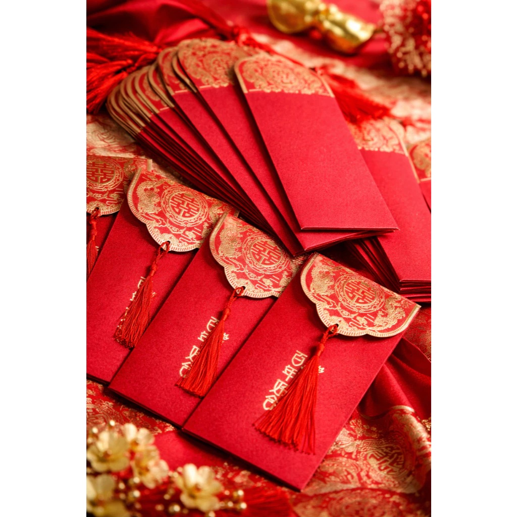 (Set 12) Bao lì xì bê tráp kim tuyến có tua rua