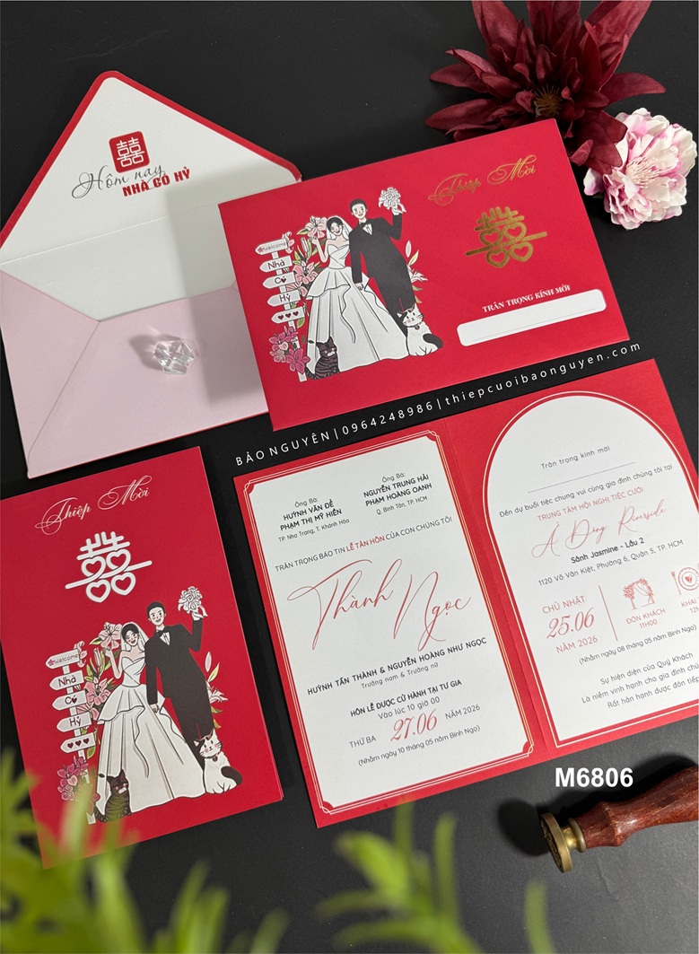 (GYL - M6806) Thiệp cưới offset mẫu hiện đại