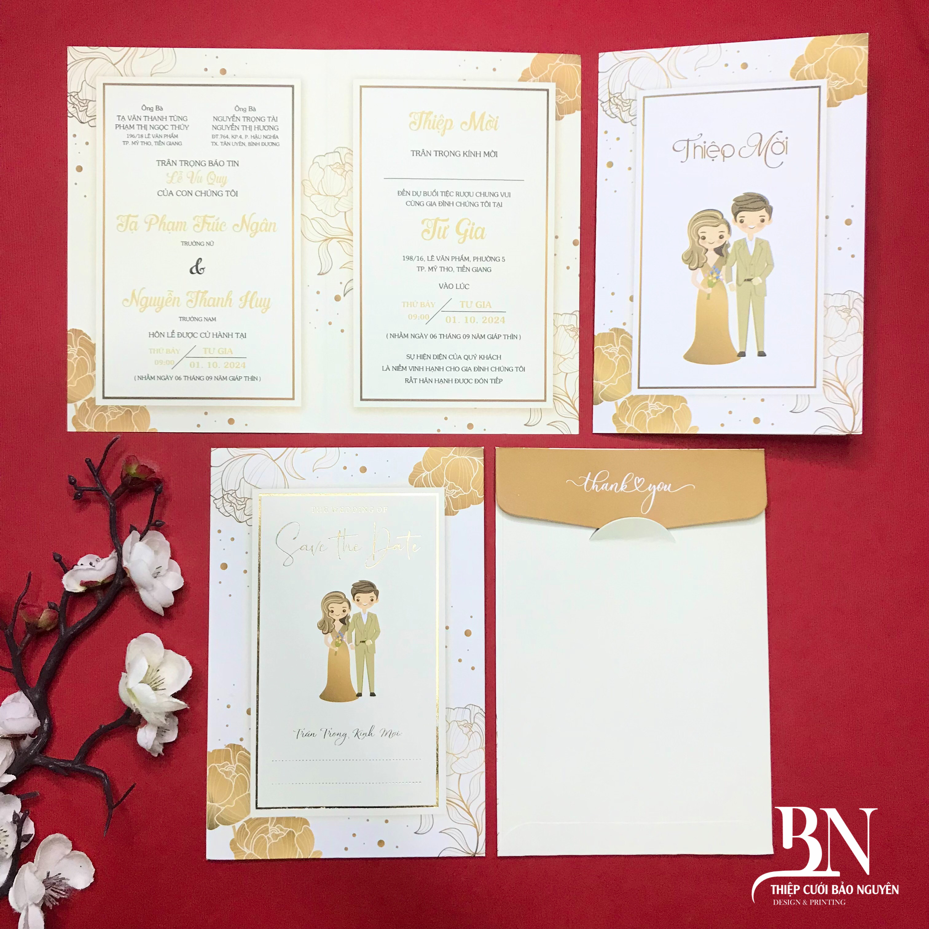 (GYL - N403) Thiệp cưới offset mẫu hiện đại - Bao thư