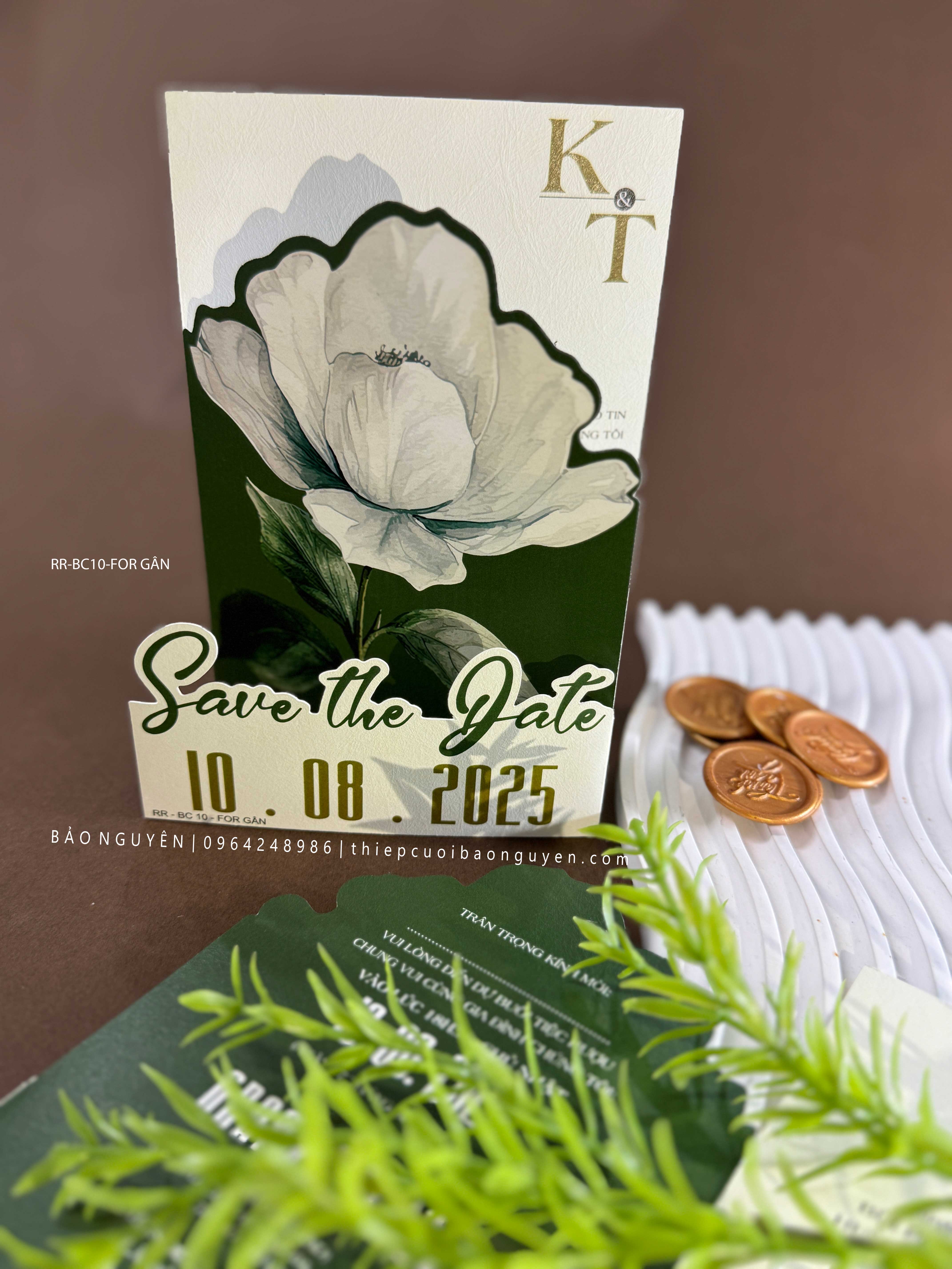 (RRBC-10) Thiệp Cưới Kỹ Thuật Số Ruột Gấp 3 Ánh Kim