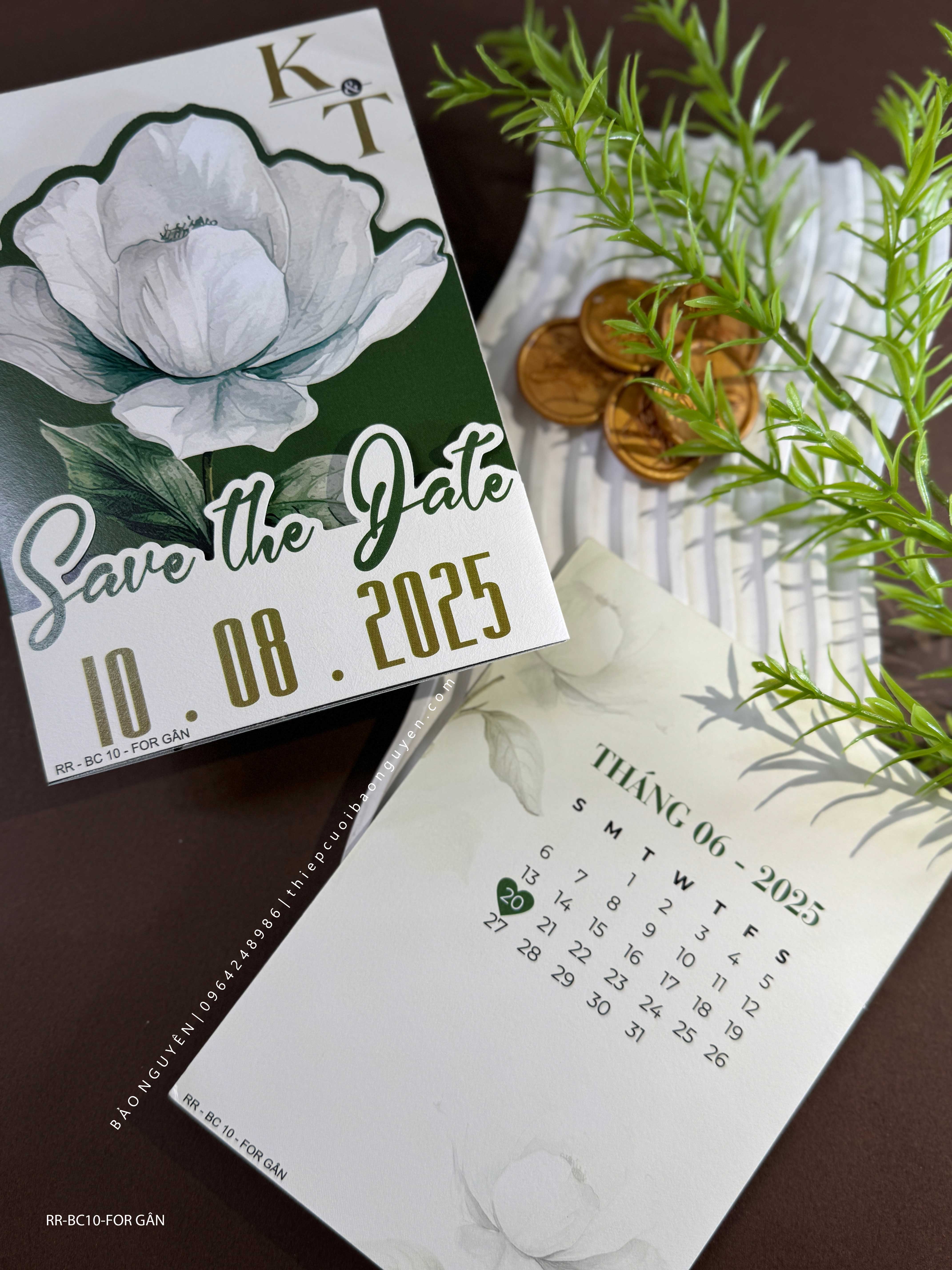 (RRBC-10) Thiệp Cưới Kỹ Thuật Số Ruột Gấp 3 Ánh Kim