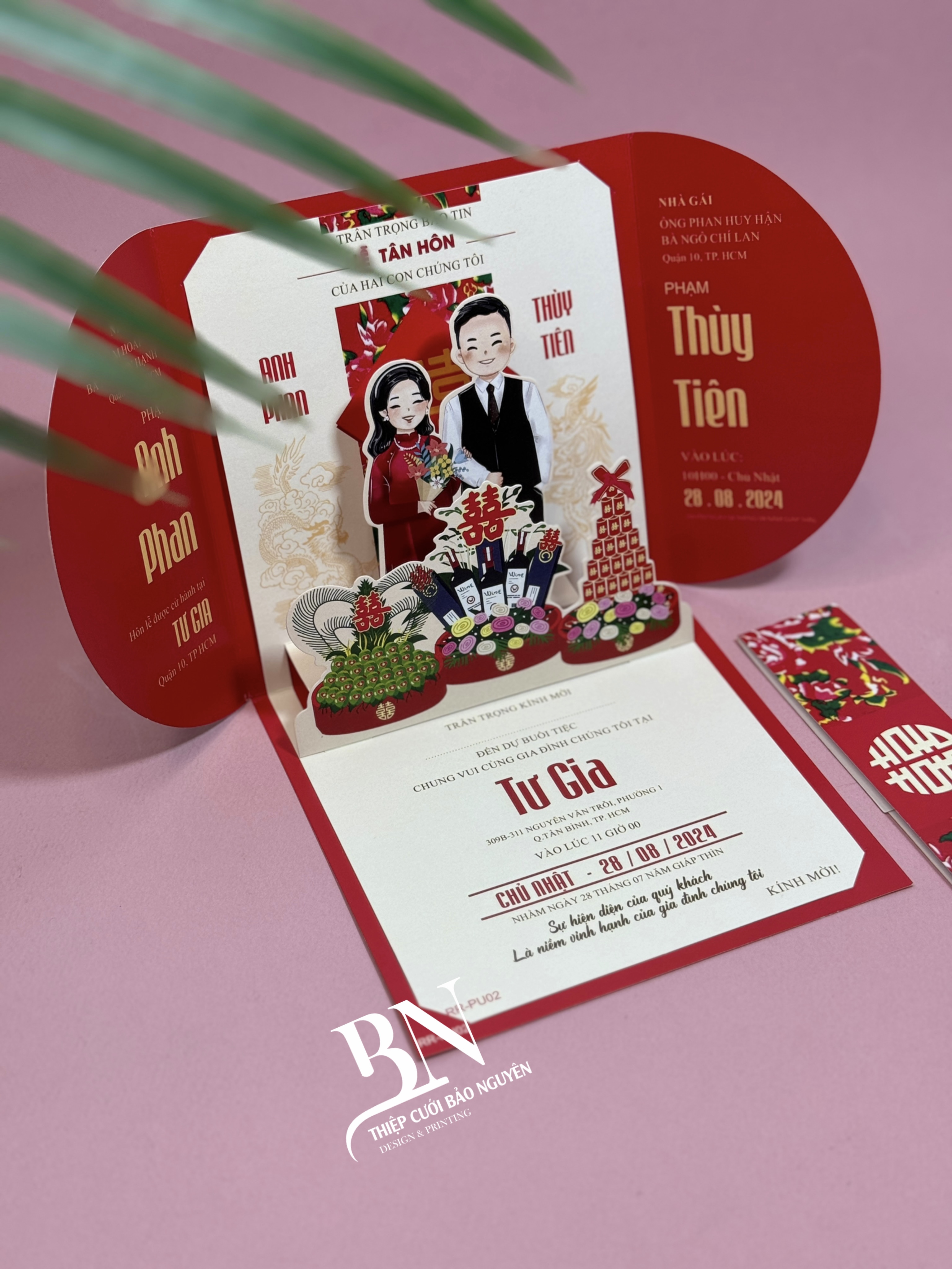 (RR-PU02) Thiệp Cưới 3D Cao Cấp Mẫu Chibi Hiện Đại
