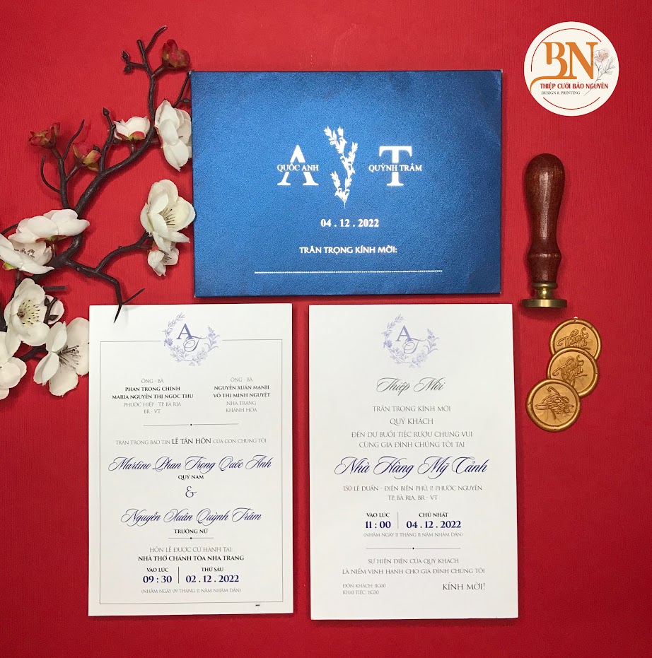 (RRC- BN06) Thiệp Cưới Giấy Ánh Kim