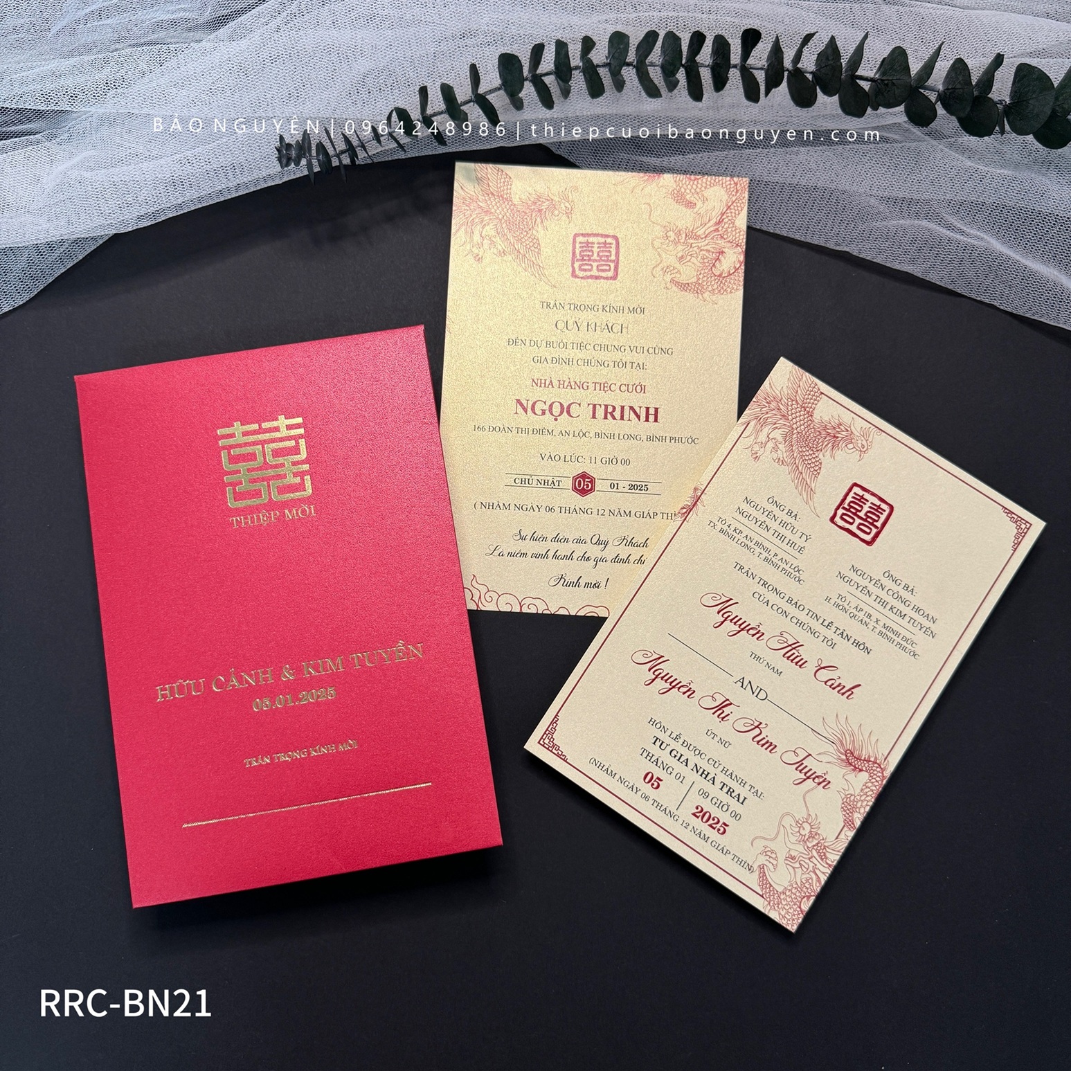 (RRC- BN21) Thiệp Cưới Ép Kim Cao Cấp