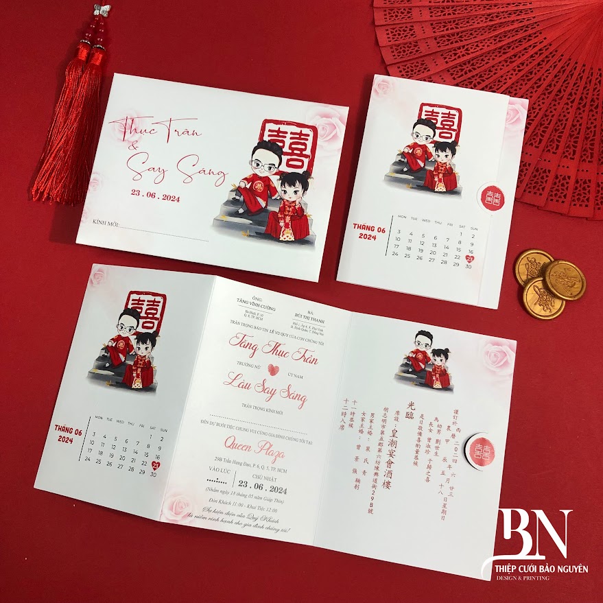 (RR-G3-BN03) Thiệp Cưới Gập 3