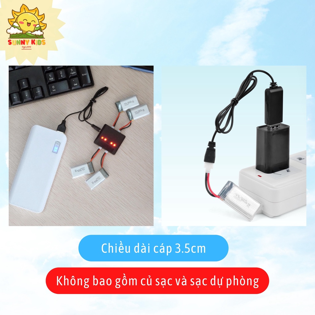 (LINH KIỆN) Pin Lithium cho đồ chơi Máy bay và Drone Mini Điều khiển từ xa  3.7V, sạc lại trên 300 lần - Sunny Kids
