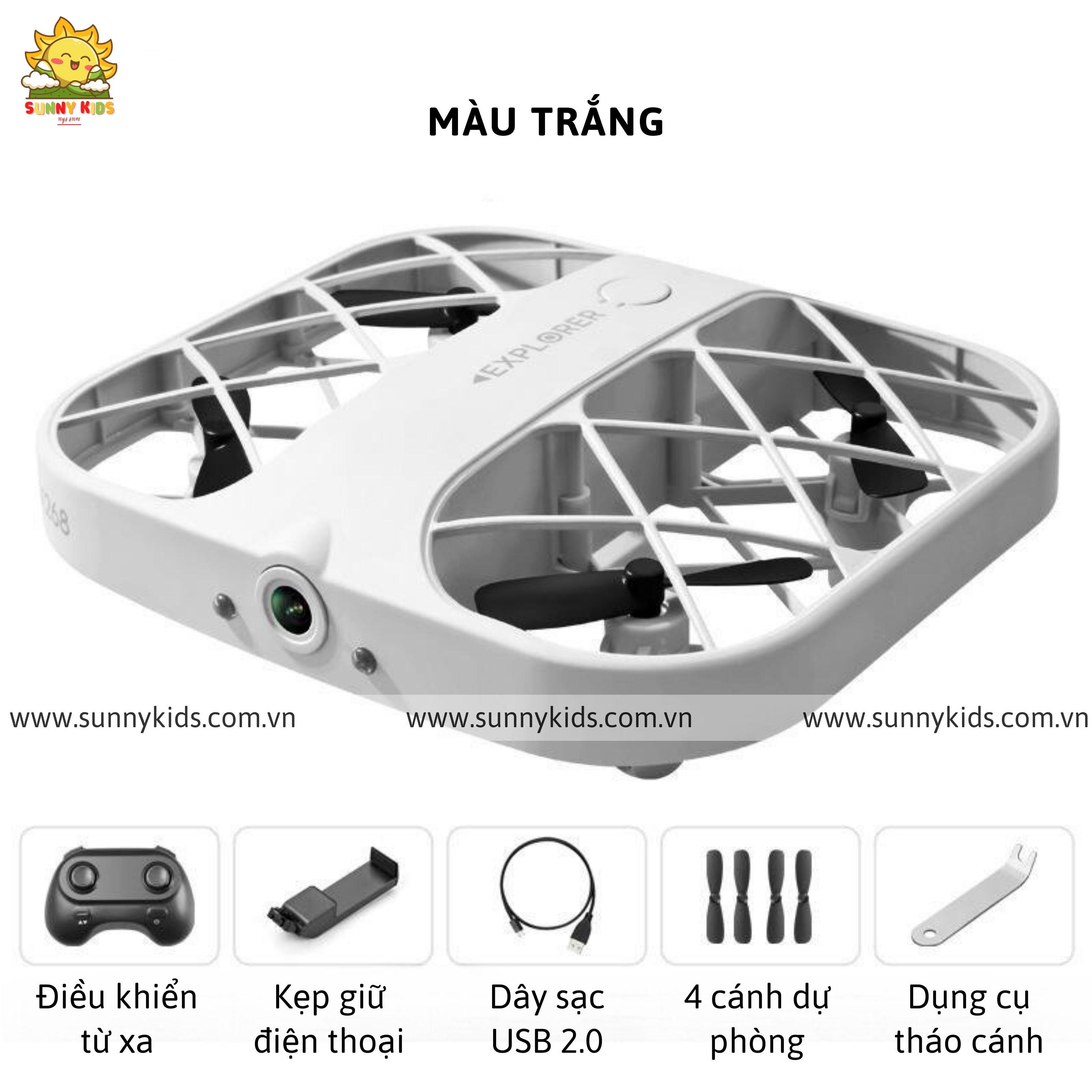 Drone Camera 4K - JJRC H107 | Màu Hồng cho Bé gái | Sticker dễ thương