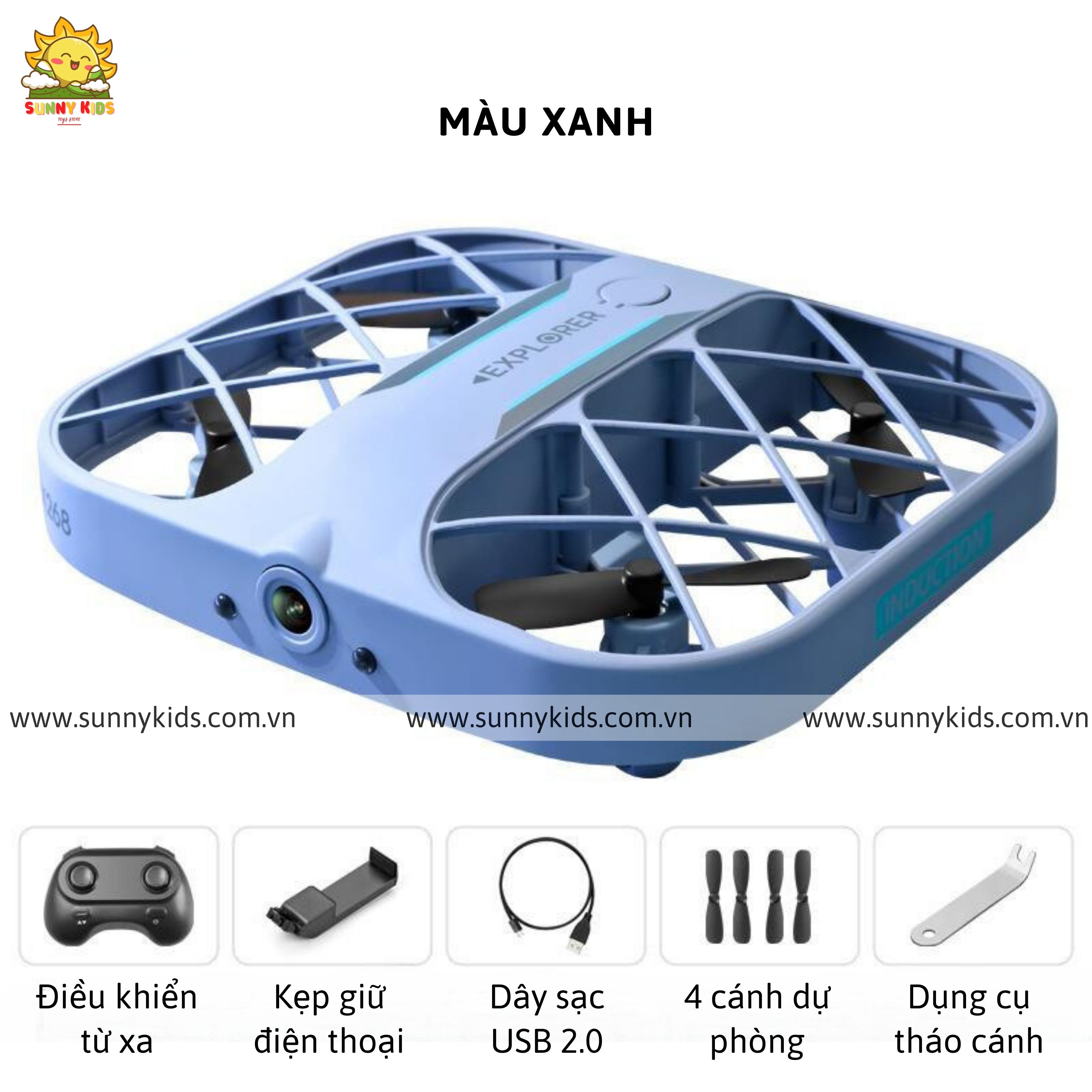 Drone Camera 4K - JJRC H107 | Màu Hồng cho Bé gái | Sticker dễ thương