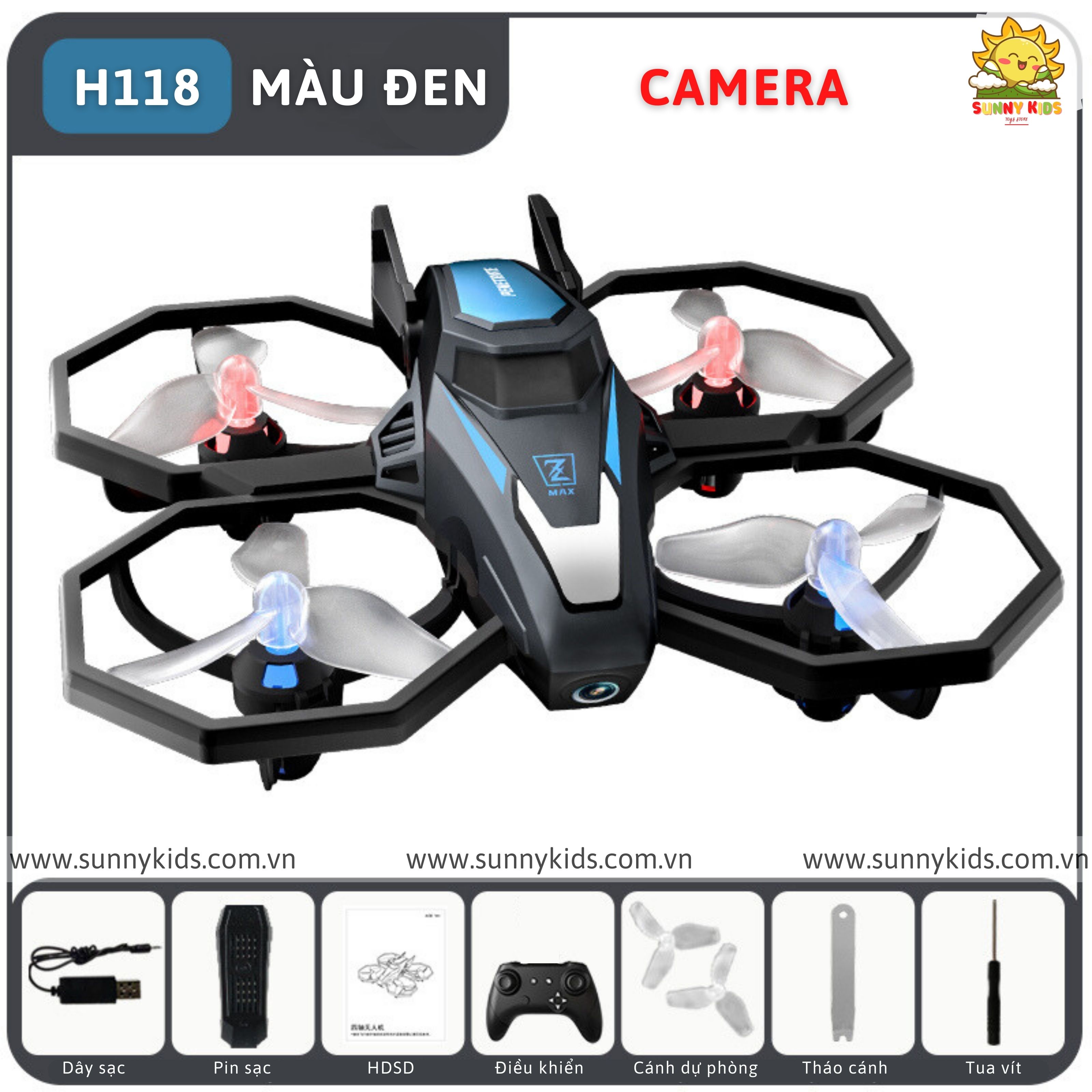 Drone Mini Điều khiển từ xa JJRC H118 | Máy bay đồ chơi có Camera | Vận hành siêu êm, chính xác