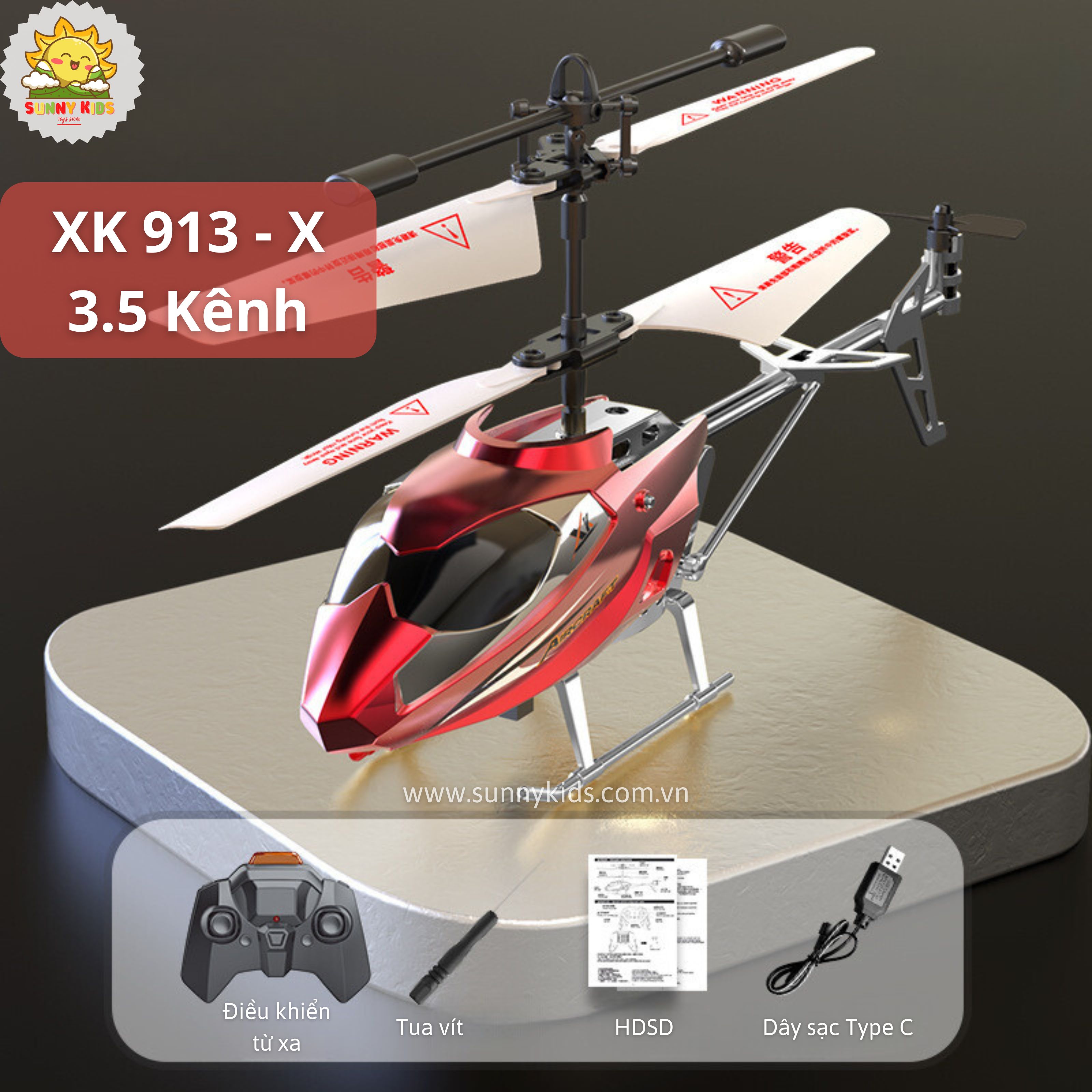 Máy bay Trực thăng Điều khiển từ xa XK913-X | Bản cao cấp nhất, 3.5 Kênh | Cánh siêu bền