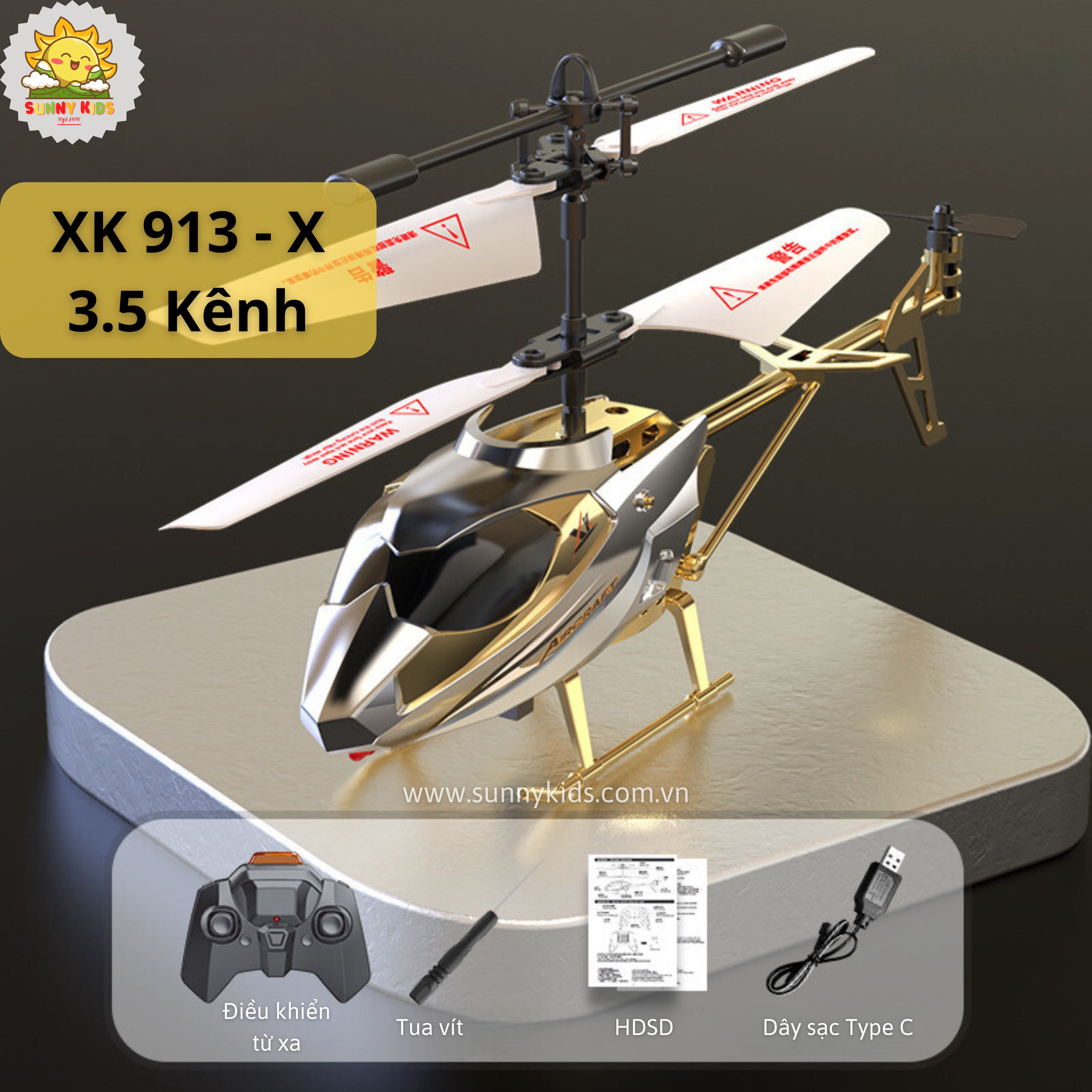 Máy bay Trực thăng Điều khiển từ xa XK913-X | Bản cao cấp nhất, 3.5 Kênh | Cánh siêu bền