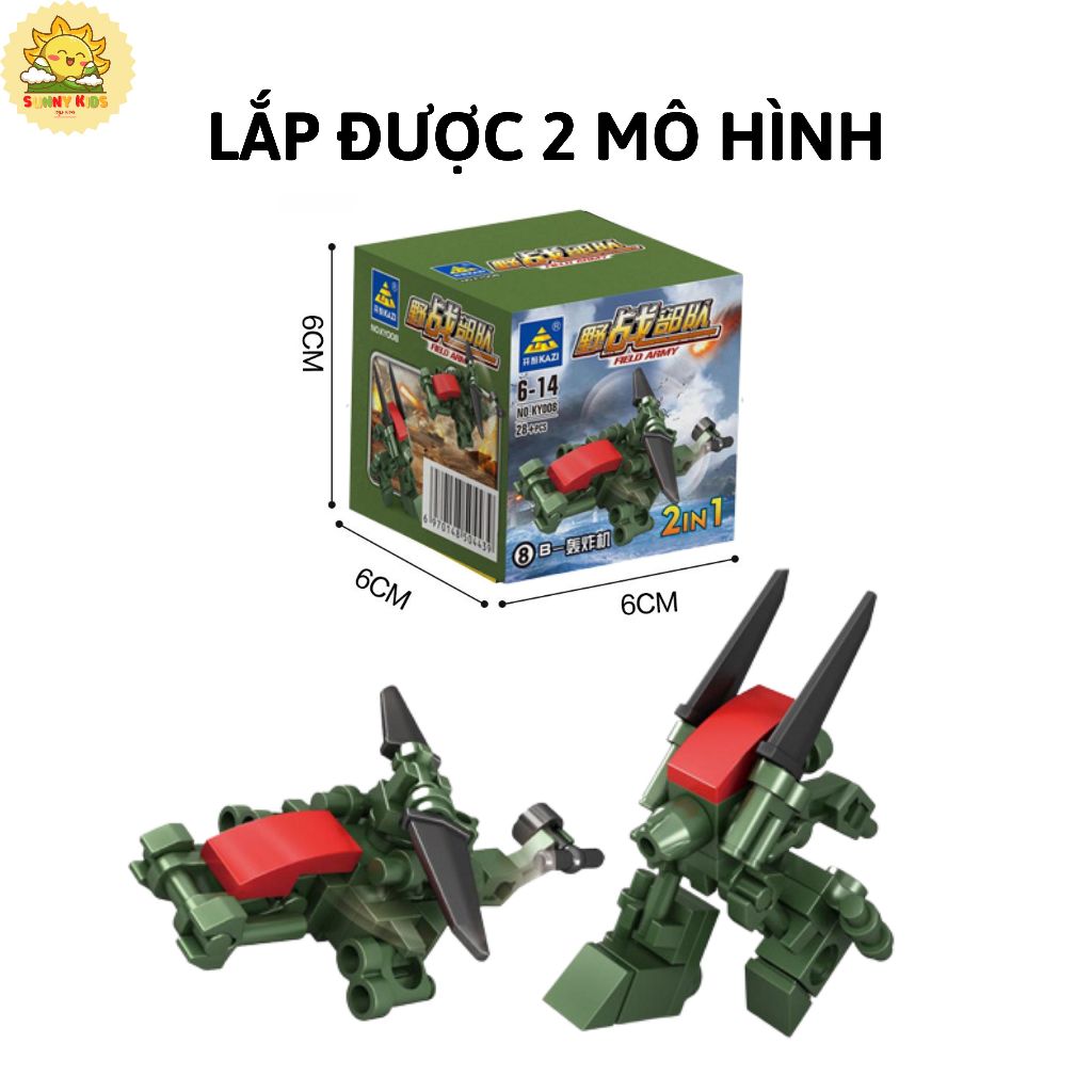 Đồ chơi lắp ghép hình khối 2 IN 1, kích thước nhỏ, chi tiết rất chắc chắn, đồ chơi lắp ráp mô hình sáng tạo - Sunny Kids