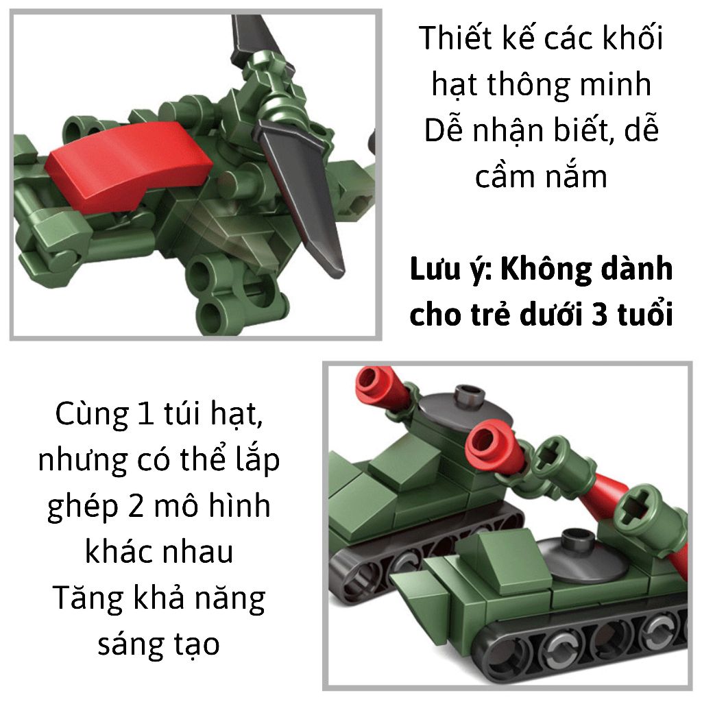 Đồ chơi lắp ráp mô hình xe Quân Sự, 2 IN 1, đồ chơi xe mô hình kích thước nhỏ, giúp bé thông minh, sáng tạo - Sunny Kids