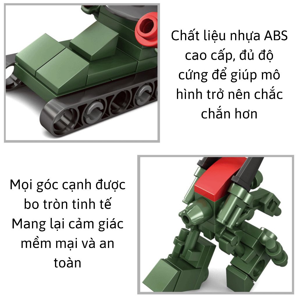 Đồ chơi lắp ráp mô hình xe Quân Sự, 2 IN 1, đồ chơi xe mô hình kích thước nhỏ, giúp bé thông minh, sáng tạo - Sunny Kids