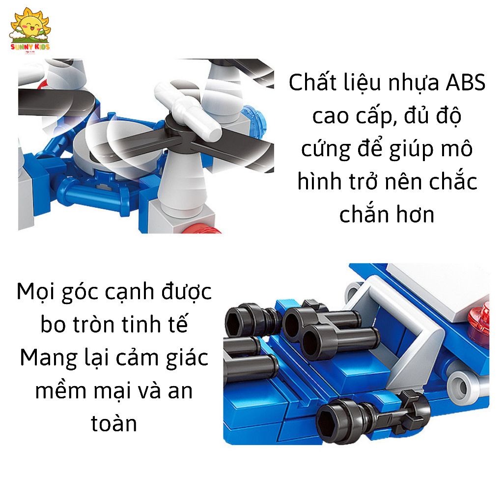Đồ chơi lắp ráp mô hình xe Cảnh Sát, 2 IN 1, đa dạng mẫu mã, chất liệu an toàn, đồ chơi giúp bé sáng tạo - Sunny Kids
