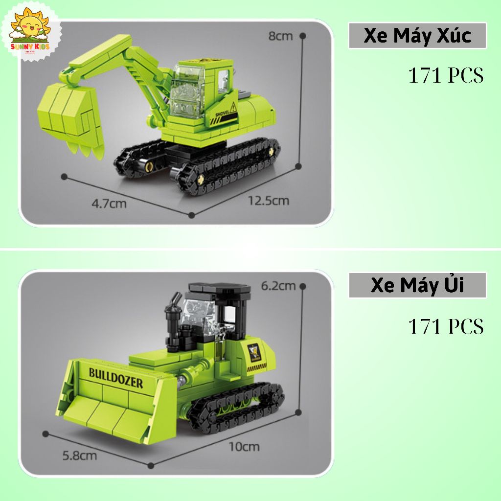 Bộ Đồ chơi lắp ráp Mô hình, 8 IN 1, kích thước lớn 42cm, 1065 hạt, nhựa ABS rất chắc chắn, đồ chơi sáng tạo - Sunny Kids