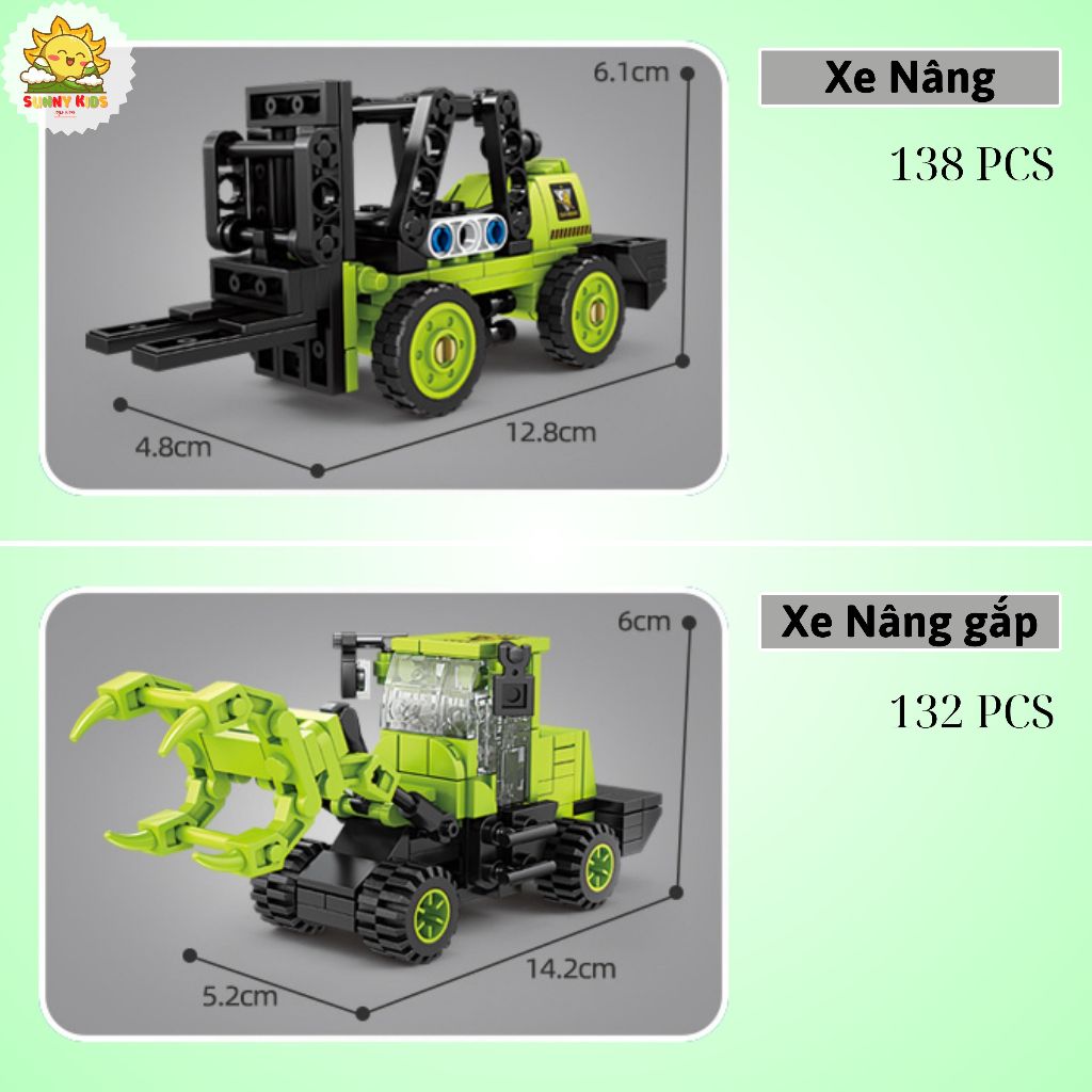 Bộ Đồ chơi lắp ráp Mô hình, 8 IN 1, kích thước lớn 42cm, 1065 hạt, nhựa ABS rất chắc chắn, đồ chơi sáng tạo - Sunny Kids