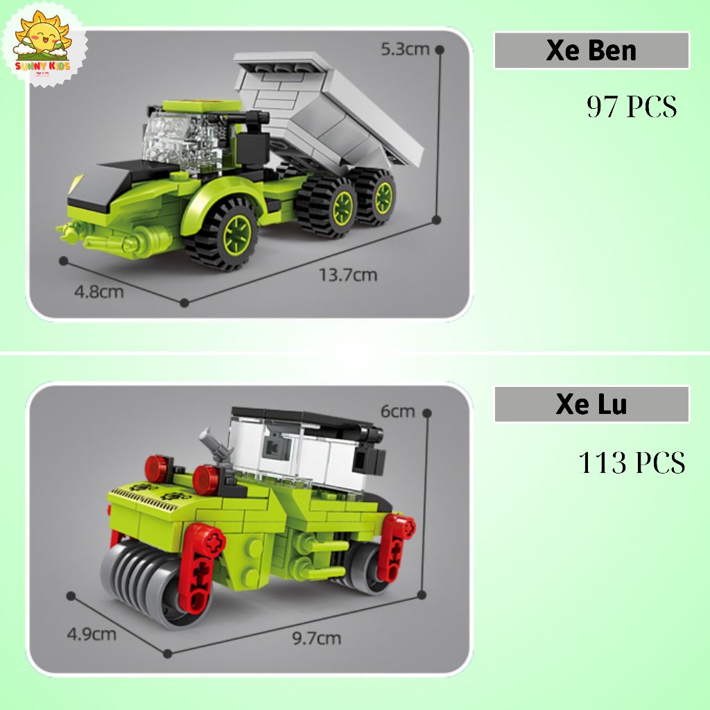 Bộ Đồ chơi lắp ráp Mô hình, 8 IN 1, kích thước lớn 42cm, 1065 hạt, nhựa ABS rất chắc chắn, đồ chơi sáng tạo - Sunny Kids