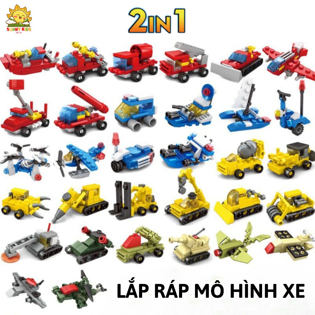 Đồ chơi lắp ghép hình khối 2 IN 1, kích thước nhỏ, chi tiết rất chắc chắn, đồ chơi lắp ráp mô hình sáng tạo - Sunny Kids