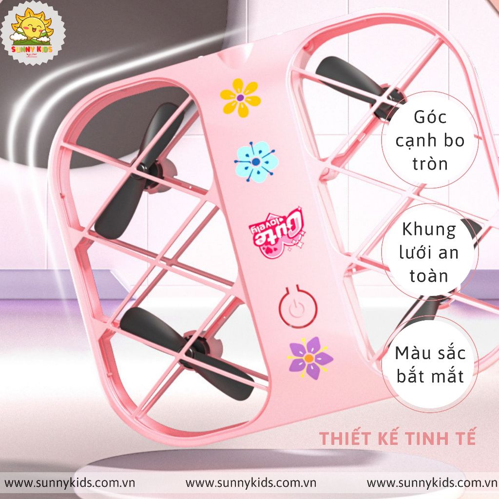 Drone Camera 4K - JJRC H107 | Màu Hồng cho Bé gái | Sticker dễ thương