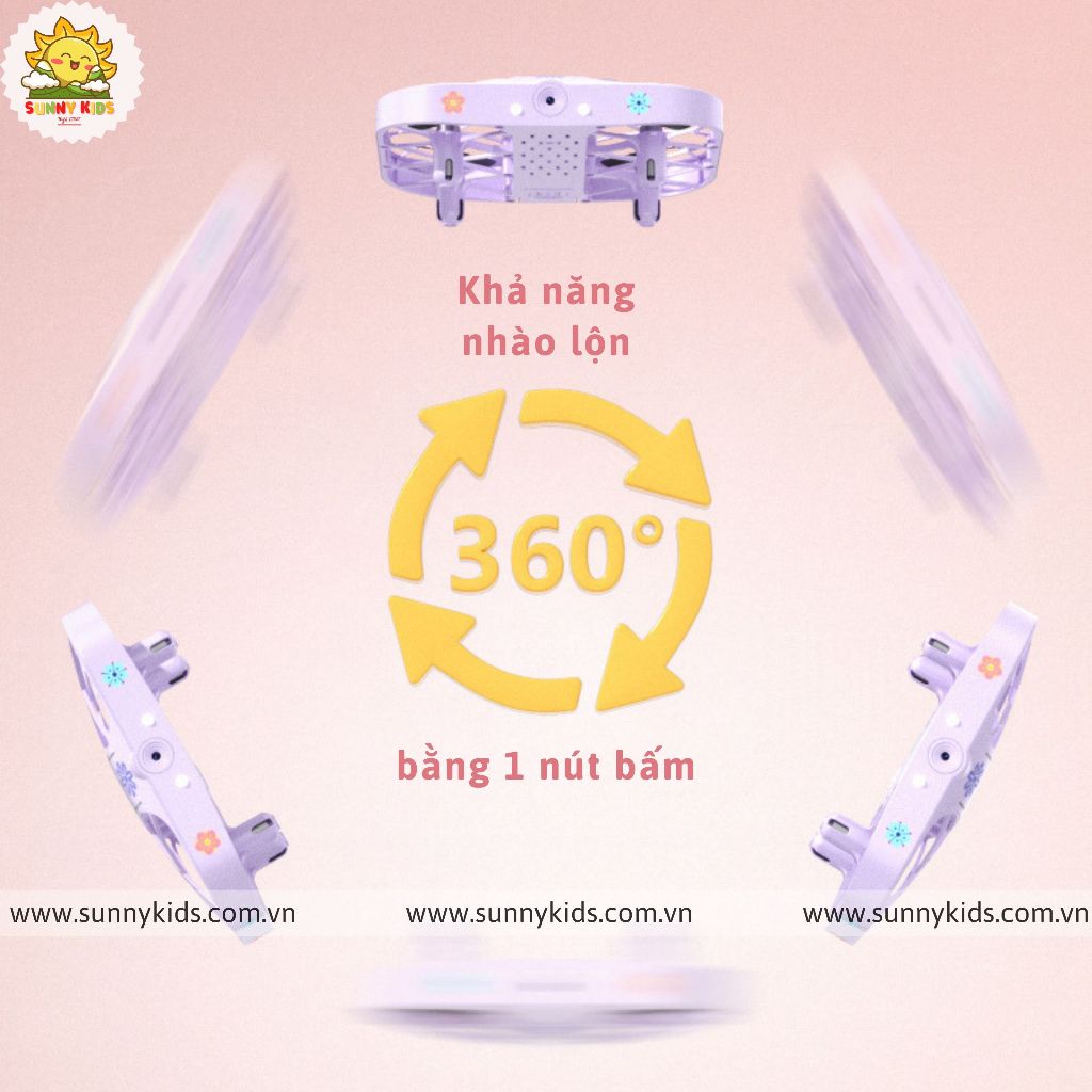 Drone Camera 4K - JJRC H107 | Màu Hồng cho Bé gái | Sticker dễ thương