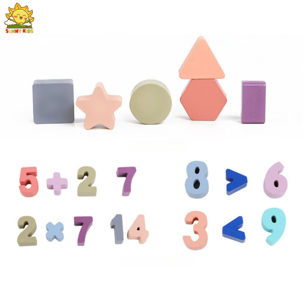 Bảng đồ chơi Montessori bằng gỗ, giúp bé học chữ số và các phép tính cơ bản, đồ chơi gỗ xếp hình khối - Sunny Kids