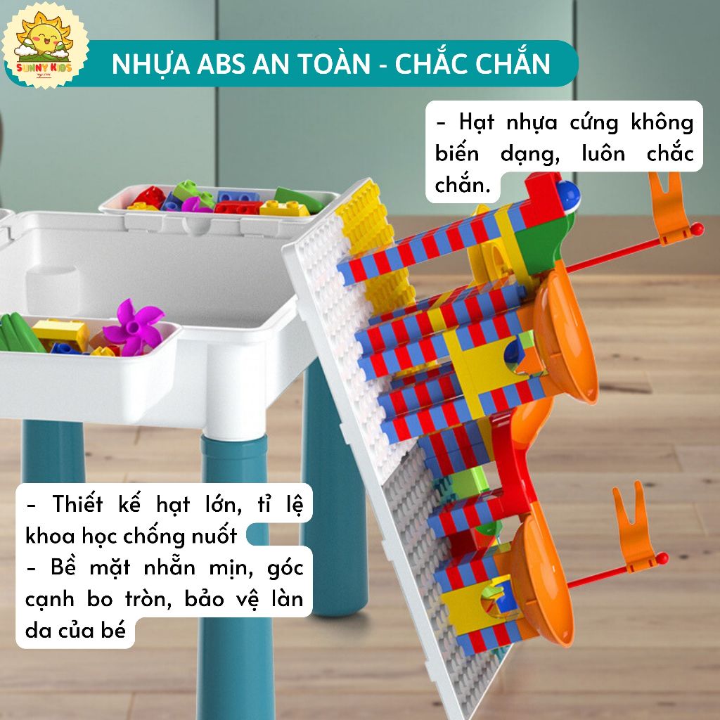 Bộ Bàn Lắp Ráp Đa Năng Menggao - Kèm 1 Ghế Tai Thỏ, Bàn nhỏ cho Bé từ 1 đến 3 Tuổi, Kích thước 38x37x29cm - Sunny Kids