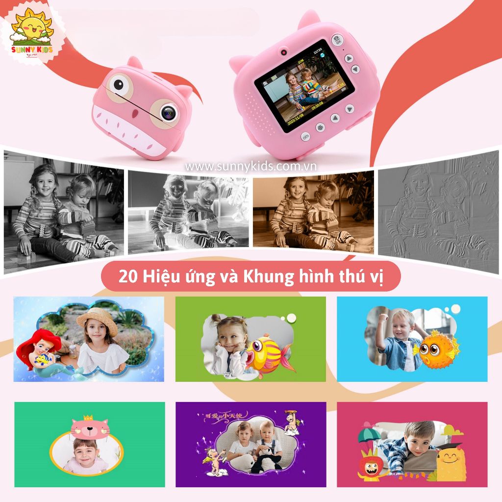 Máy chụp hình cho Bé JJRC V17 | In ảnh lấy liền | 2 Cameras, Zoom 16x, Video 1080P