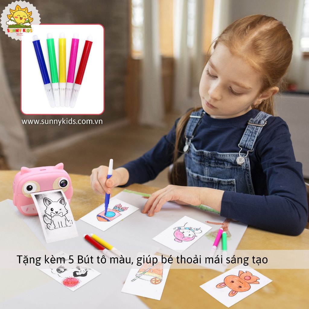 Máy chụp hình cho Bé JJRC V17 | In ảnh lấy liền | 2 Cameras, Zoom 16x, Video 1080P