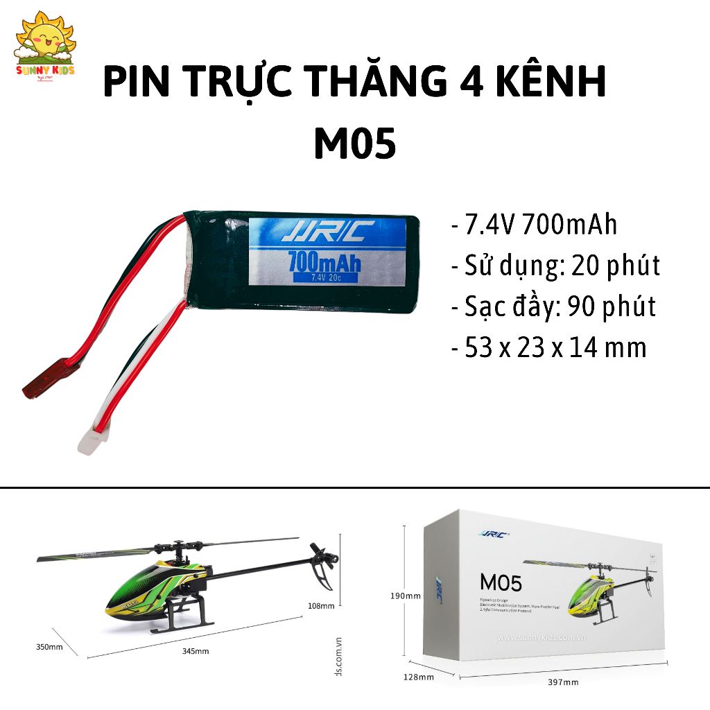 (LINH KIỆN) Pin Lithium cho đồ chơi Máy bay và Drone Mini Điều khiển từ xa  3.7V, sạc lại trên 300 lần - Sunny Kids