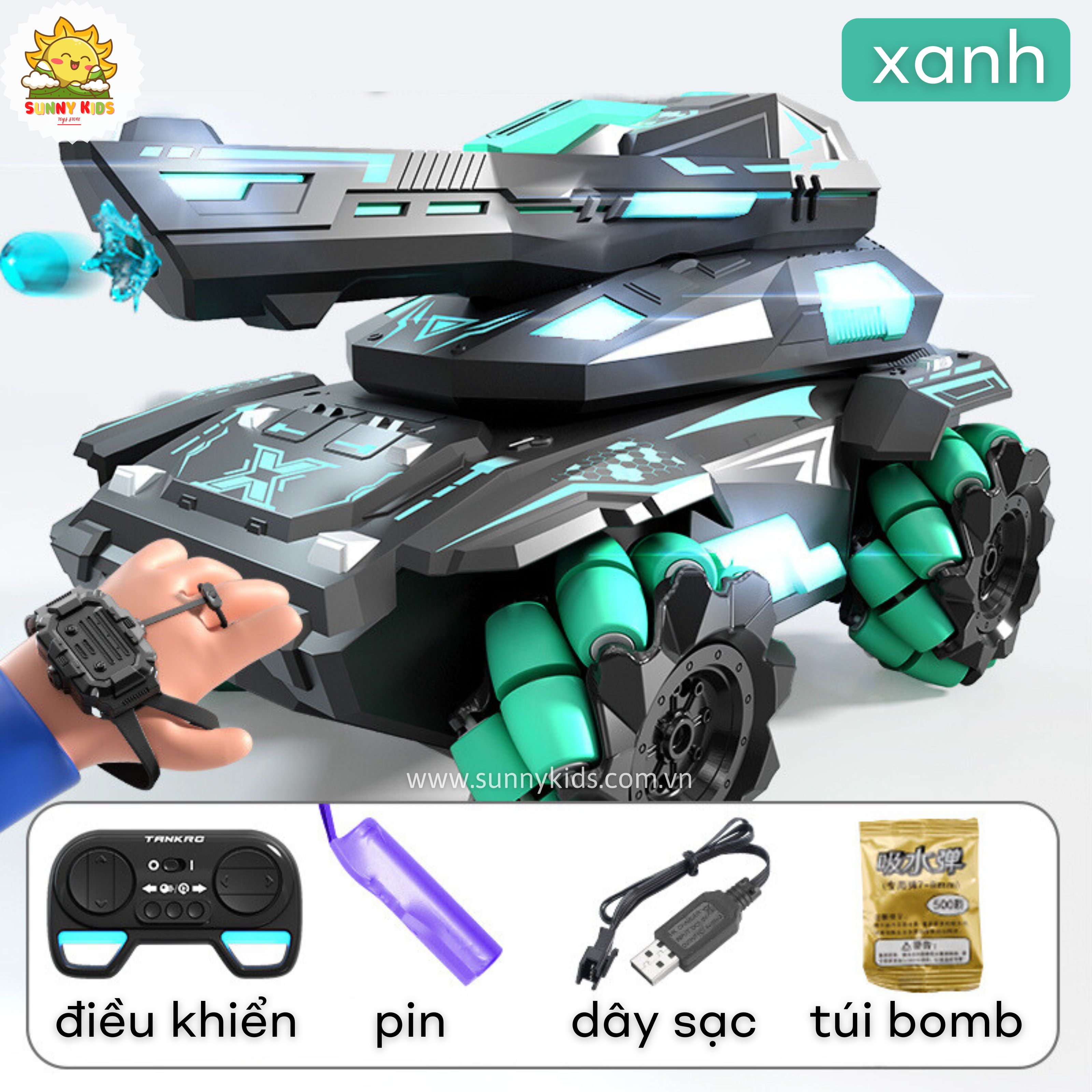 Xe Tank điều khiển từ xa - Bắn Bomb nước - JJRC Q171