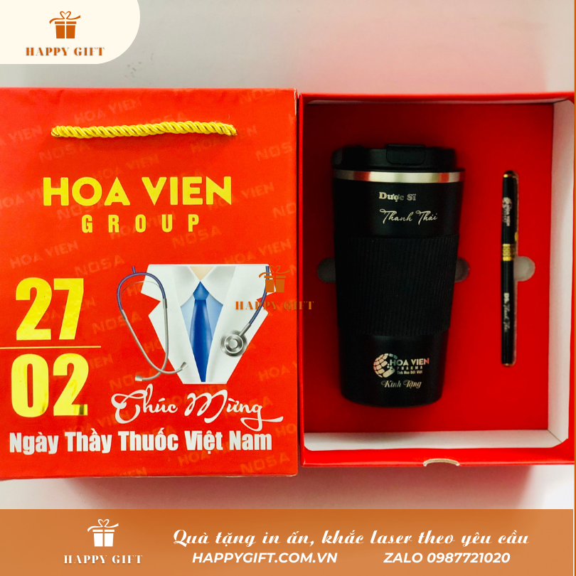 800+ set quà tặng bình giữ nhiệt kèm bút kí của Công ty TNHH Hoa Vien Pharma