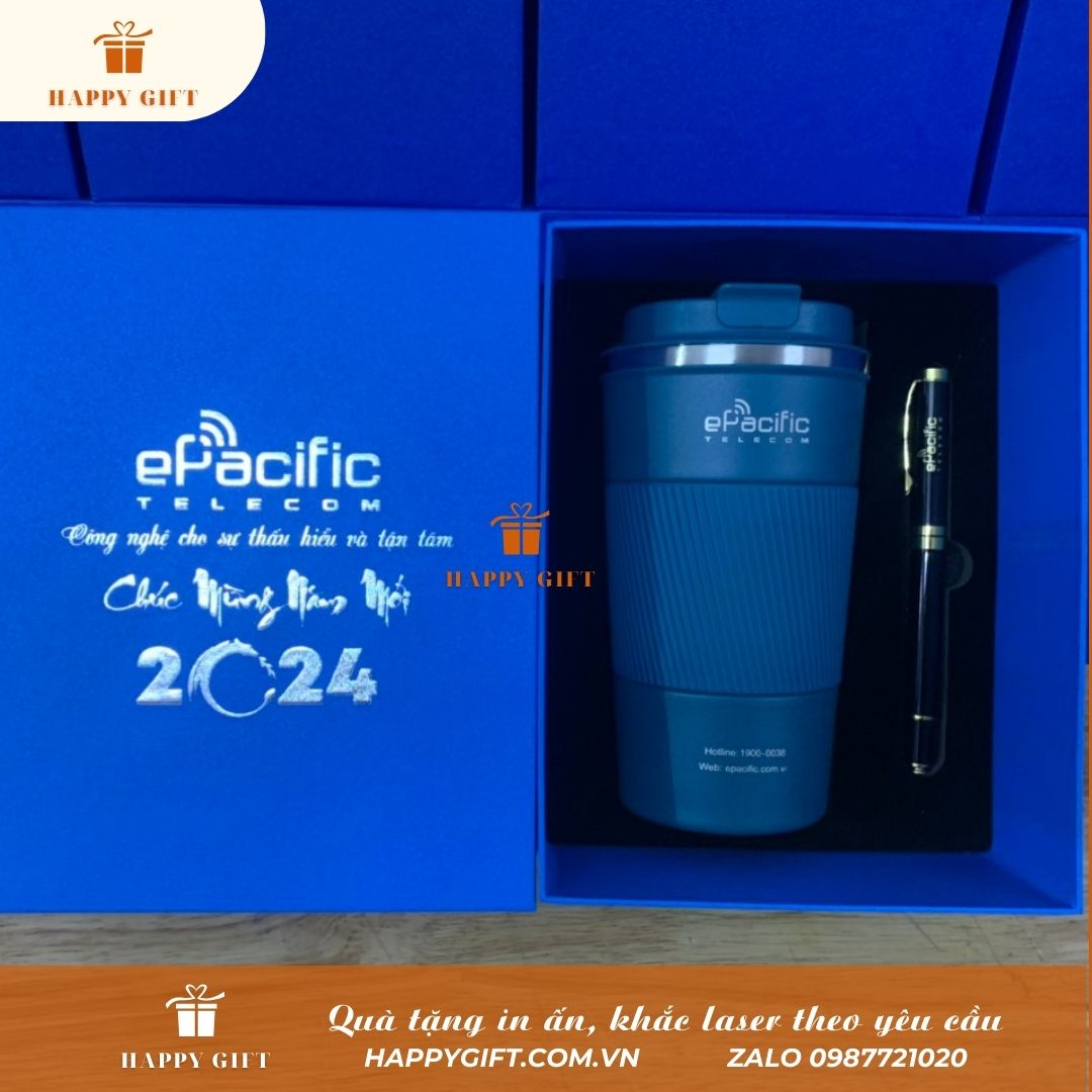 150+ Set quà tặng cốc Coffee 510ml khắc logo Công ty TNHH Viễn Thông ePacific