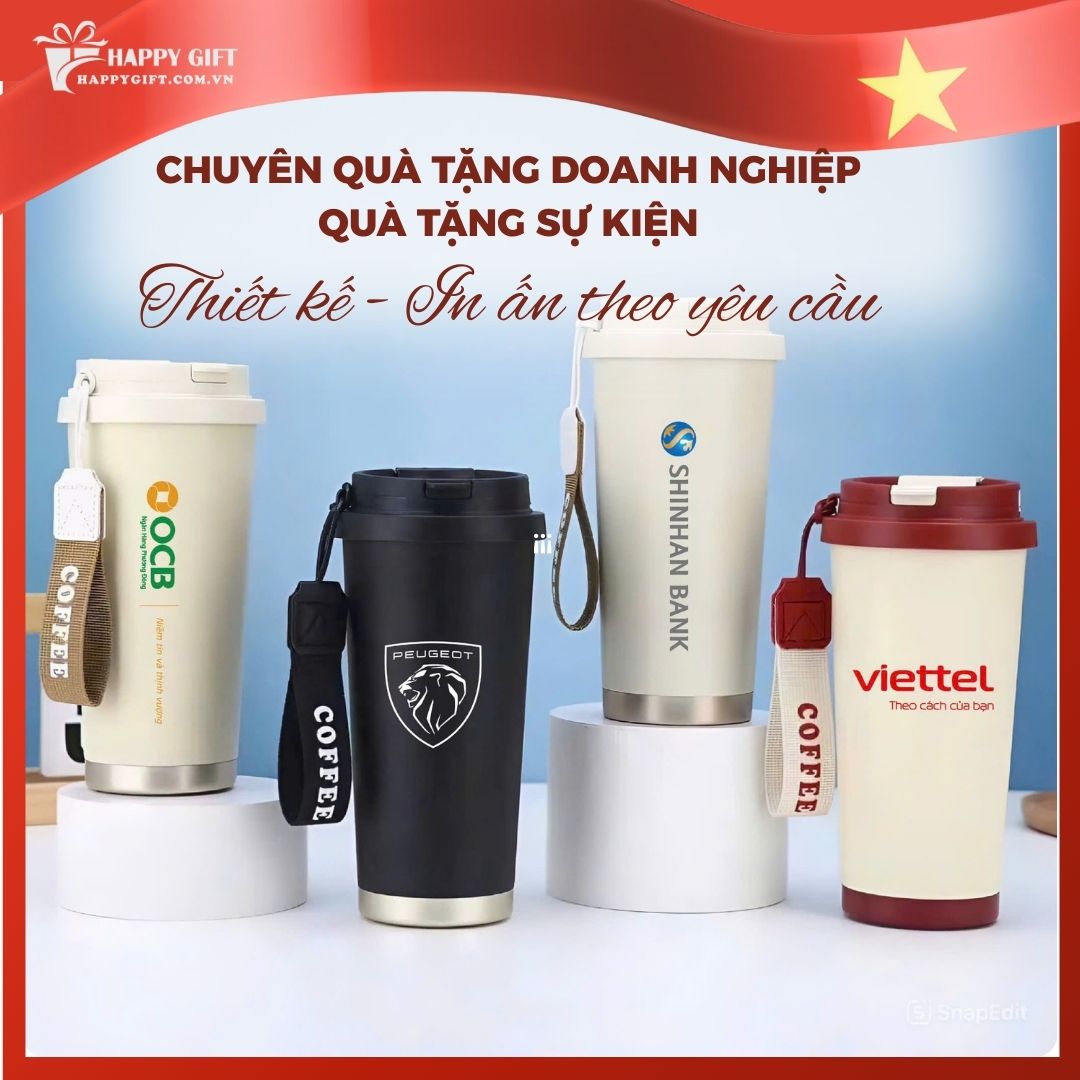 Ly giữ nhiệt coffee dung tích 530ml, thiết kế mới tối giản, tiện lợi có ống hút