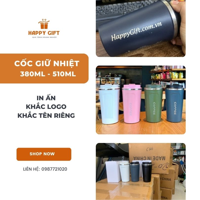 Cốc Giữ Nhiệt Cà Phê 510ml, 380ml Cốc Giữ Nhiệt Inox 304 BCGN.001
