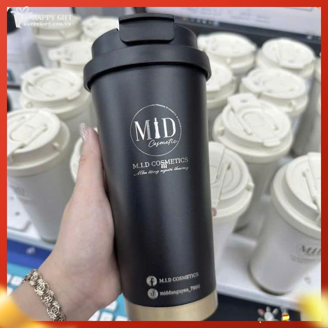 Ly giữ nhiệt coffee dung tích 530ml, thiết kế mới tối giản, tiện lợi có ống hút