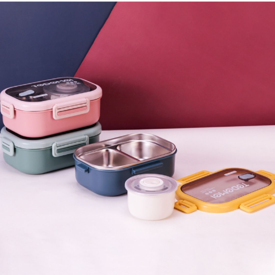 Hộp cơm giữ nhiệt Tedemei 2 ngăn kèm bát canh